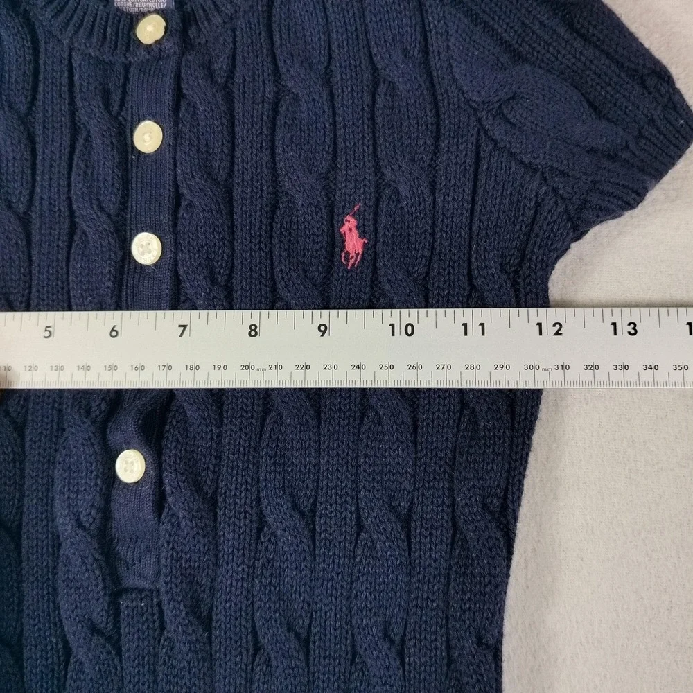Ralph Lauren Sweater Dress Girls Small Blue Cable Knit Drop Waist Pony Logo